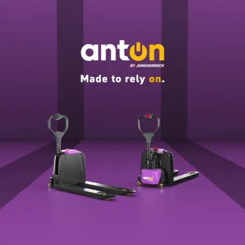 Transpaleta eléctrica de operador a pie – con rueda de apoyo | PTL 1.5 | 685 x 1150 mm | AntOn by Jungheinrich